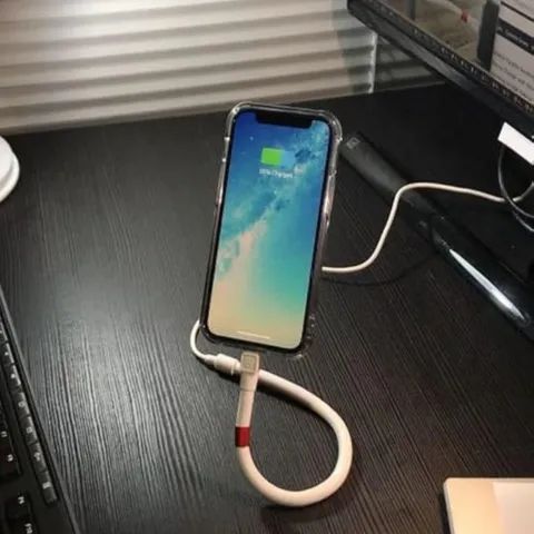 Flexible Bending Stand Lazy Bracket 2-in-1 iPhone Charger and Holder - 120cm Adjustable Lightning to USB Data or Charging Cable for iPhone to Power Bank, Computer, Power Adaptor