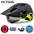 VICTGOAL LED Bike Helmet With Sun Goggle Visor Rechargeable LED Men Bicycle Helmet Sunglasses Shield Road MTB Cycling Helmets. 