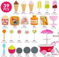 Ice Cream Toy Cart Play Set for Kids - Pretend Play Food -.