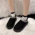 Feslishoet Winter Woman Slippers Plush Interior Anti Slip Sole Thick Bottom Embroider Fashion Warm Slippers Use Indoor Outdoor.