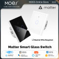 MOES Matter Tuya WiFi Smart Light Switch Glass Touch Control Fireproof Neutral Wire Required With Alexa Google Home HomeKit lightify. 