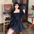 Halloween Gothic Grunge Punk Women Dress Long Sleeve Lace Slim Black Dresses New Y2K Harajuku Lolita Fairy Core Party Dress. 