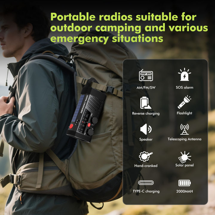 Emergency%20Radio%20with%20SOS%20Alarm,%20AM/FM/SW%20&%20Flashlight.%202000mAh%20Battery%20&%20Solar/Hand%20Crank%20Charging%20for%20Outdoor%20Survival.%20-%20Image%202