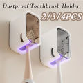 2/3/4PCS Wall Mounted Toothbrush Holder Dustproof Toothbrush Storage Box With Cover Electric Toothbrush Storage Rack Organizers.