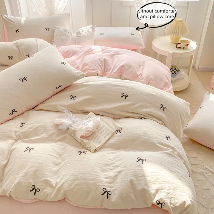3%20Piece%20Sheet%20Set%20%20pink%20bowknot%20embroidery%20duvet%20cover%20Set%20%EF%BC%8C%20comfortable%20Bedding%20Set%20Bedspread%20for%20All%20Season%20-%20Image%207