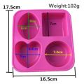 1PC 4 Cavity Soap Molds Round Oval Heart Square Shape Handmade Soap Cake Baking Mold Soap Making Tools Color Random. 