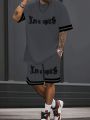 A New 3D Letter-Printed Street Fashion Casual Simple Soft Comfortable Breathable and Lightweight Men's Suit for Summer 2025.