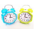Octagon Shaped Metal Twin Bell Alarm Clock – Retro Desk & Table Design.