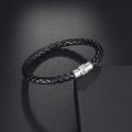 Ring Nepal Men's Black Leather Bracelet. 