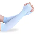 Let's slim arm UV protection sleeve finger print outdoor running driving gloves cool arm sleeves free size. 