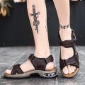 New Summer Genuine Leather Men Sandals Fashion Design Breathable Casual Shoes Men Soft Bottom Outdoor Beach Sandals Big Size 46. 