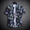 Men's Summer Short Sleeve Printed Shirt Thin Beach Shirt Men's Clothing Turtle Neck Polo  Shirt for Men Casual Top. 