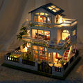 NEW DIY Wooden Mini Seaside Villa Miniature Building Kits Doll Houses With Furniture Casa Dollhouses for Friends Birthday . 