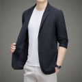 Minimalist Men Casual Blazer Ice Silk Nylon Spandex Seamless High Stretch Sun Protection Summer Breathable Travel Jacket. 