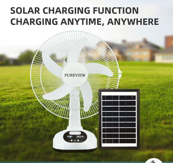 ဆိုလာပန်ကာ #Solar Fan #အိမ်မီး+ နေရောင်ခြည် အားသုံး 2 Speed Fan ပန်ကာ ( အပိုမီးသီး ၊ ဆိုလားပြား) ဖုန်းအားသွင်းပေါက်ပါရှိ။