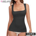 1/2 PCS Shapewear Tummy Control Tank Top Compression Tanks for Women Square Neck Seam-free Body Shaper Camisole Cami Tops. 