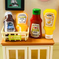 4Pcs Dollhouse Miniature Strawberry Sauce Jam Jar Kitchen Food Accessories For Dolls House Decorations Kids Toys .
