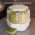 Automatic Plastic 360 Degree Rotation Cereal Dry Food Rice Grain Storage Dispenser Box , with Measuring Cup ,6 kg. 
