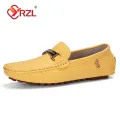 YRZL Loafers Men Handmade PU Leather Loafer Casual Driving Flats Slip-on Shoes Luxury Comfy Moccasins White Loafers Shoes Men. 