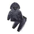 Kids Baby Boy Girl Velvet Tracksuit Clothes Toddler Velour Hoodie Sweatshirt Tops+Sweatpants Children Athletic Sweatsuit Outfits. 