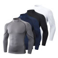 Men's High neck Long Sleeve Compression Shirts Cool Dry Sun Protection Sports Tights Undershirts Running Gym Tops.