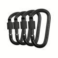 4Pcs Aluminum Alloy D-Ring Carabiner Hammock Hook Hook Organizer Shopping Bag Clip Hook for Outdoor Hiking Travel Backpack. 