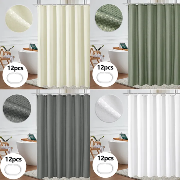 Shower%20Curtain%20Waterproof%20Mildew-proof%20with%2012%20Hooks%20Modern%20Shower%20Plant%20Printed%20Curtain%20Set%20For%20Bathroom%20Bathroom%20-%20Image%202