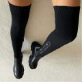Women Thick Sole Boots 2024 Autumn Winter Breathable Knitting Sock Ladies Thigh High Boots Stretch Round Toe Shoes Plus Size 43.
