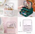 Makeup Organizer, Waterproof&Dustproof Cosmetic Organizer Box with Lid Fully Open Makeup Display Boxes, Skincare Organizers Makeup Caddy Holder for Bathroom, Dresser, Countertop Bedroom-White. 