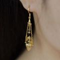 Punk style glossy copper inlaid zircon cone long earrings for women fashion new in charms earings banquet jewelry.