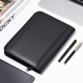 A5 Business Portfolio Padfolio Folder Document Case Organizer A5 PU Leather Zippered Closure Calculator Card Holder Memo. 