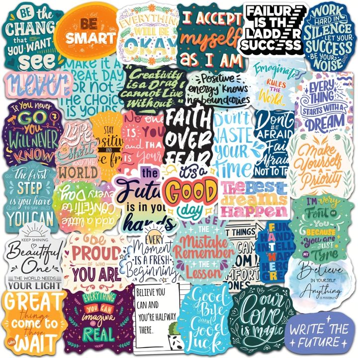 50pcs Inspirational Words Stickers, Motivational Quote Stickers, Vinyl ...