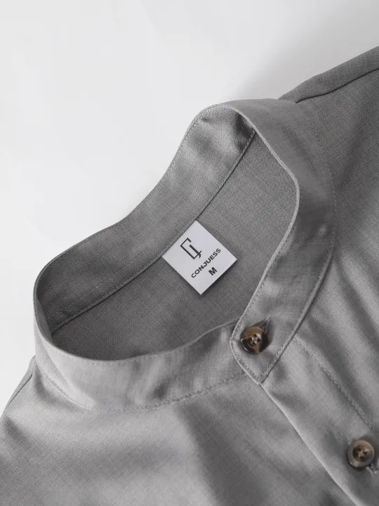 Men's%202%20Piece%20Textured%20Outfits,%20Light%20Gray%20Stand%20Collar%20Shirt%20&%20Drawstring%20Pants%20Set%20-%20Image%206