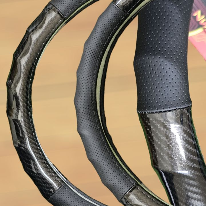 Carbon%20Fiber%20With%20Artificial%20Leather%20Universal%20Car%20Steering%20Wheel%20Cover%20-%20Image%202