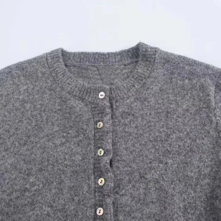 HXAO%20Sweater%20Cardigans%20Ruffle%20Long%20Sleeve%20Knitted%20Cardigan%20For%20Women%20Autumn%20Bolero%20Knitwears%20Button-Down%20Bluey%20Gray%20Cardigan%20-%20Image%205