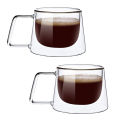 200ml Double Wall Glass Coffee Mug Transparent Heat-resistant Espresso Cup with Handle Latte Cappuccino Breakfast Tea Water Cup. 