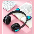 Cute Cat Ear Wireless Headphones with RGB Lights – Bluetooth 5.0 Headband Headset with Mic for Kids & Teens (Phone & PC). 