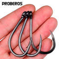 PROBEROS 50pcs 1/0#-10/0# High Carbon Steel Barbed  Fishing Hooks Saltwater Freshwater Fishing Tackle Accessories Wholesale. 