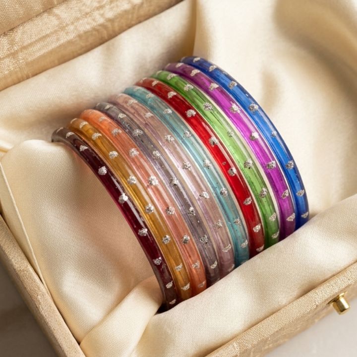 Multicolor Jelly Glass Bangles Set for Women & Girls | Transparent ...