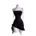 Sleeveless Backless Ruffles Mini Dress Women Summer Y2K Lace Up Black Bodycon Dresses Party Club Streetwear 2025 New Sundress. 