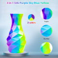 Tricolor Silk PLA 3D Printer Filament, 1.75mm Multicolor 3D Printing Filament, Purple&Sky Blue&Yellow Filament, 250g (0.55lbs). 