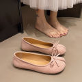 Fashion Suede Split Toe Women Bow Tabi Ballet Flats Spring Autumn Comfortable Walking Lazy Loafers Casual Girls Dance Shoes. 