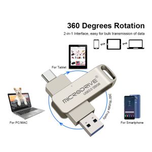 2 in 1 Usb 3.0 /2.0 OTG USB-C Flash Pen Drive Metal Memory Stick flash Disk 128GB USB3.0 / USB 2.0 Dual C Pendrive
