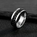 Ring Nepal Stainless Steel Ring Black Spinner Men. 