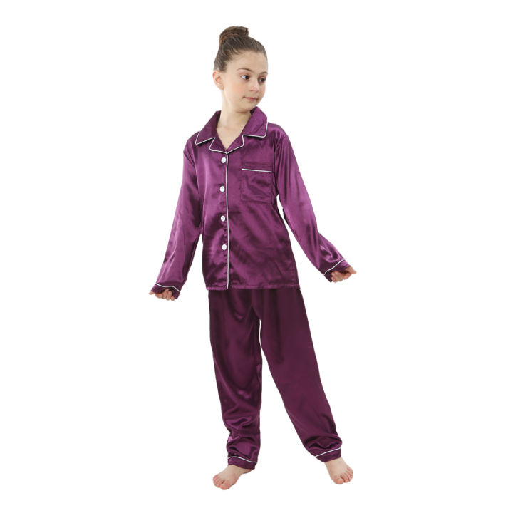 2%204%206%208%2010%2012%2014%20Years%20Children's%20Loungewear%20Teenage%20Satin%20Sleepwear%20Spring%20Autumn%20Boy%20Girl%20Pyjamas%20Kids%20Long%20Sleeved%20Pajama%20Set%20-%20Image%202
