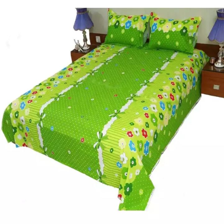 Digital Home Tex Cotton Fabric 5 Feet By 6 Feet Multicolor King Size Bedsheet With Two