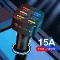 Portable Light-emitting Car Charger, 6USB Porous, Qc3.0 Square, High Pass, Quick Charge, Multi-function Car Charger, 15A. 