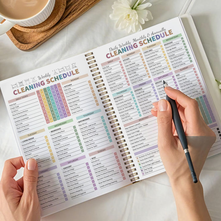 ADHD Cleaning Schedule Planner|Daily Weekly Monthly Housekeeping Organizer|Home Chore Checklist Book|Spiral A5 Cleaning Notebook