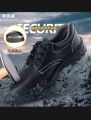 Wolver Men's Leather Safety Shoe Non-Slip for Industrial Work Boot Waterproof Steel Toe Footwear Indestructible Construction Slip Resistant Shoes (Black).