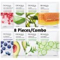 BIOAQUA 8 Pcs/Set Different Flavours Moisturizing Hydrating Facial Face Sheet Mask- 25g/Each. 